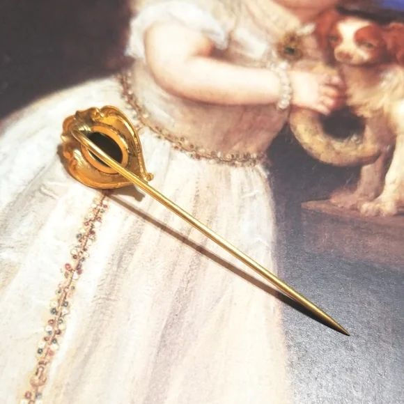 Victorian Antique Hard Stone Cameo Stick Pin - Picture 3 of 6